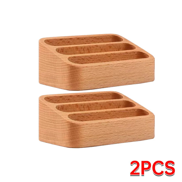 Wood Business Card Holder – Desktop Organizer Stand: