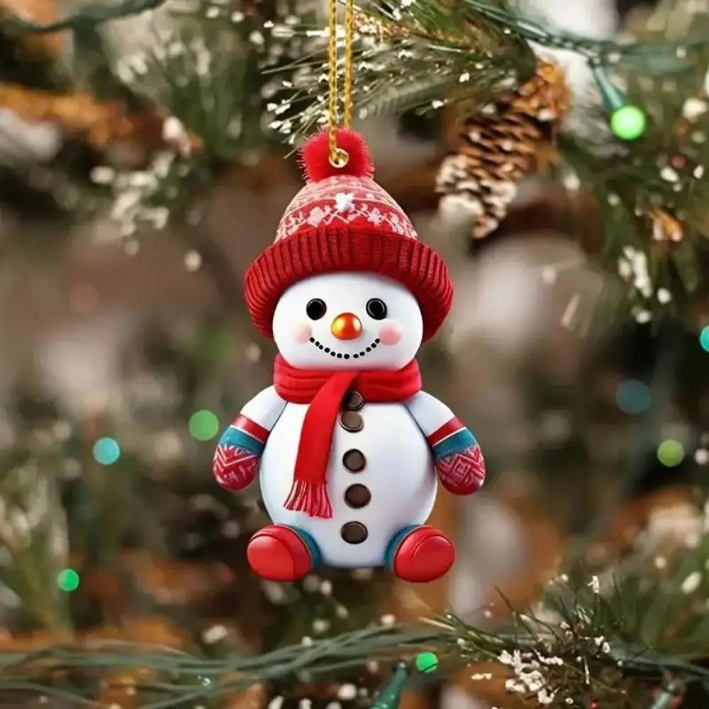 2D Acrylic Christmas Cat & Snowman Ornament