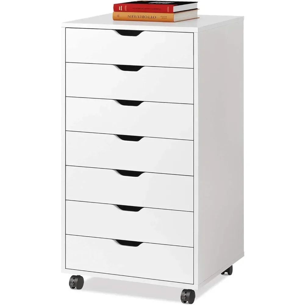 7-Drawer Wood Storage with Wheels
