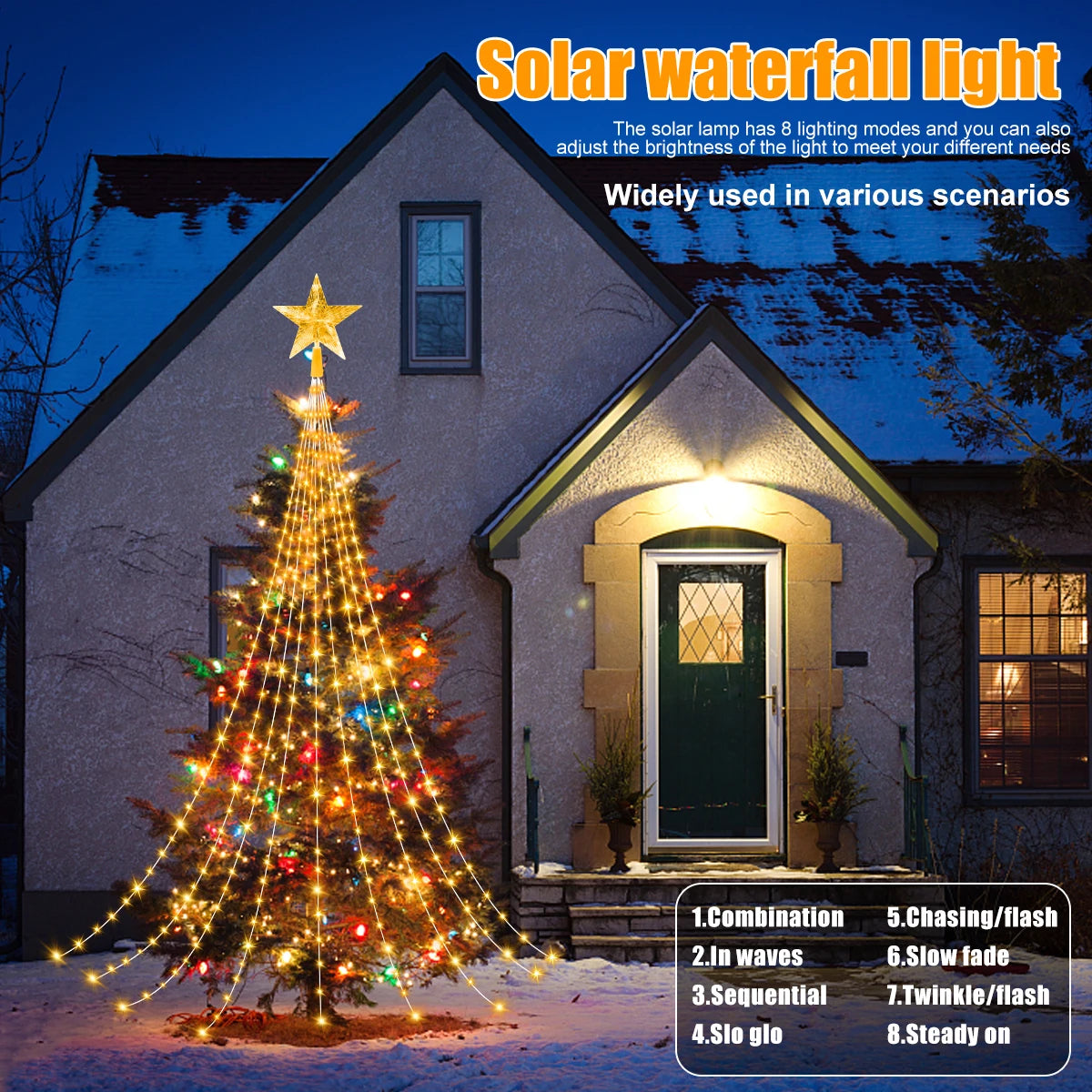 Solar Star Waterfall Fairy Lights
