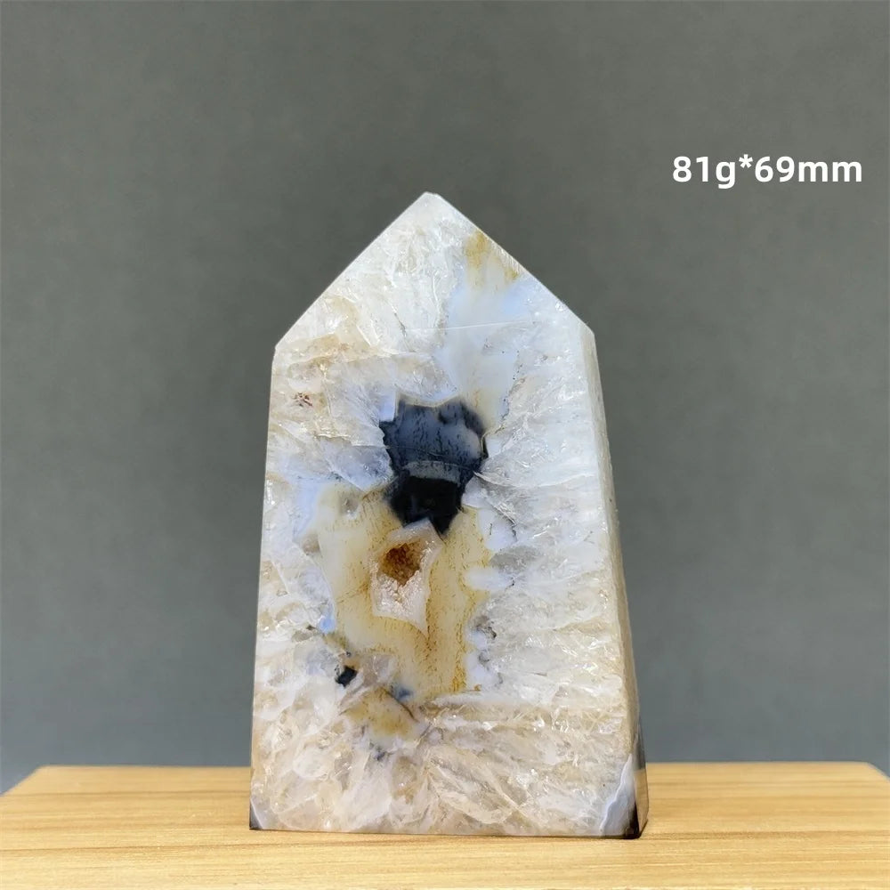 Black Agate Geode Obelisk Crystal