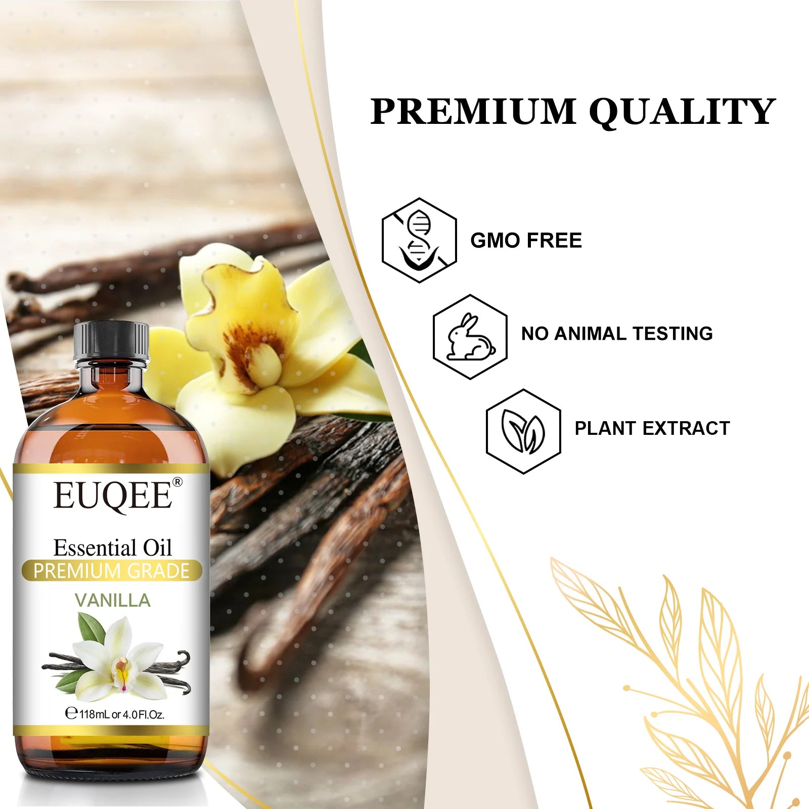 EUQEE Vanilla Essential Oil 4 fl oz