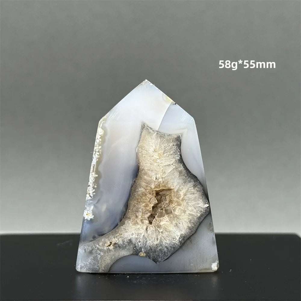 Black Agate Geode Obelisk Crystal