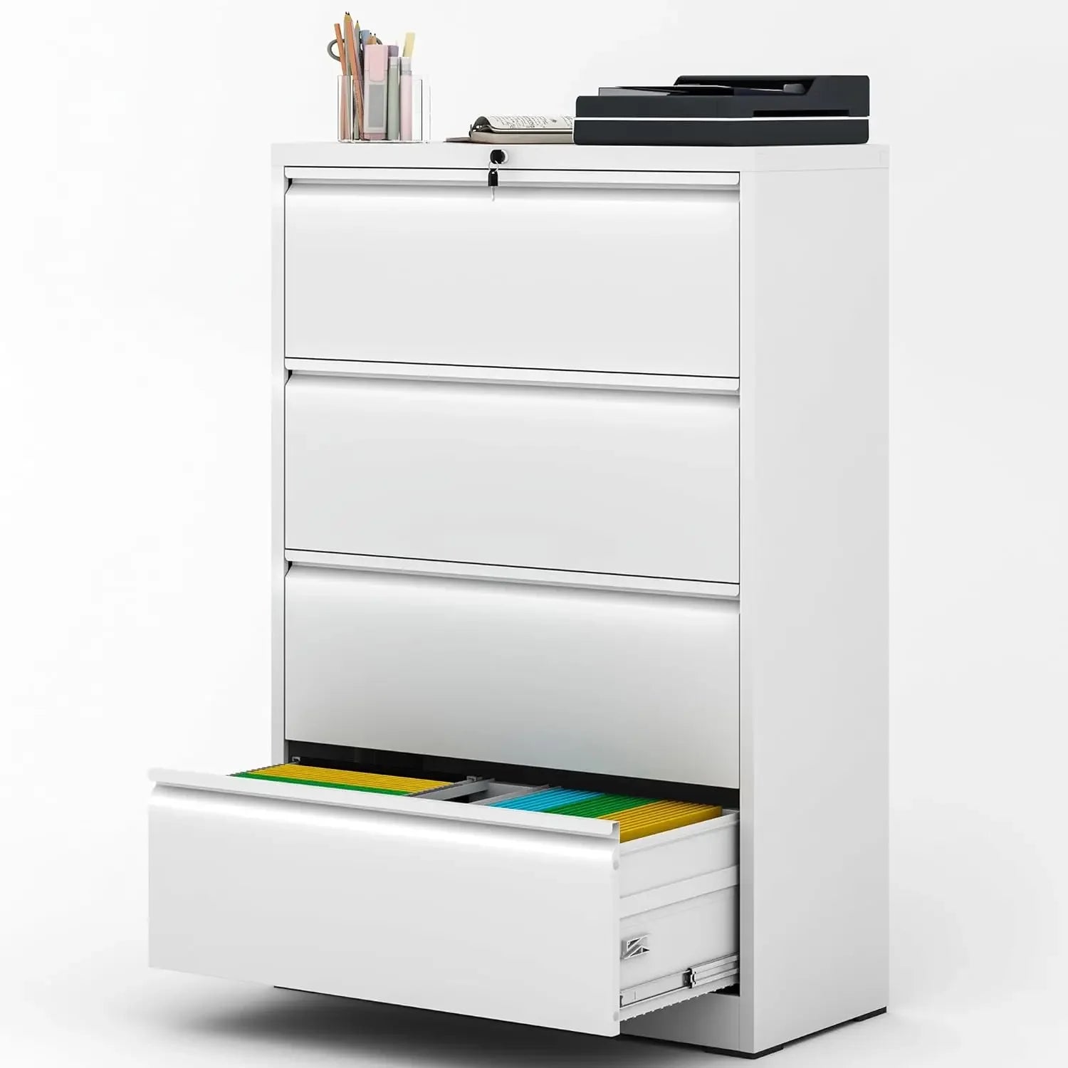4-Drawer Metal Lateral File Cabinet with Lock