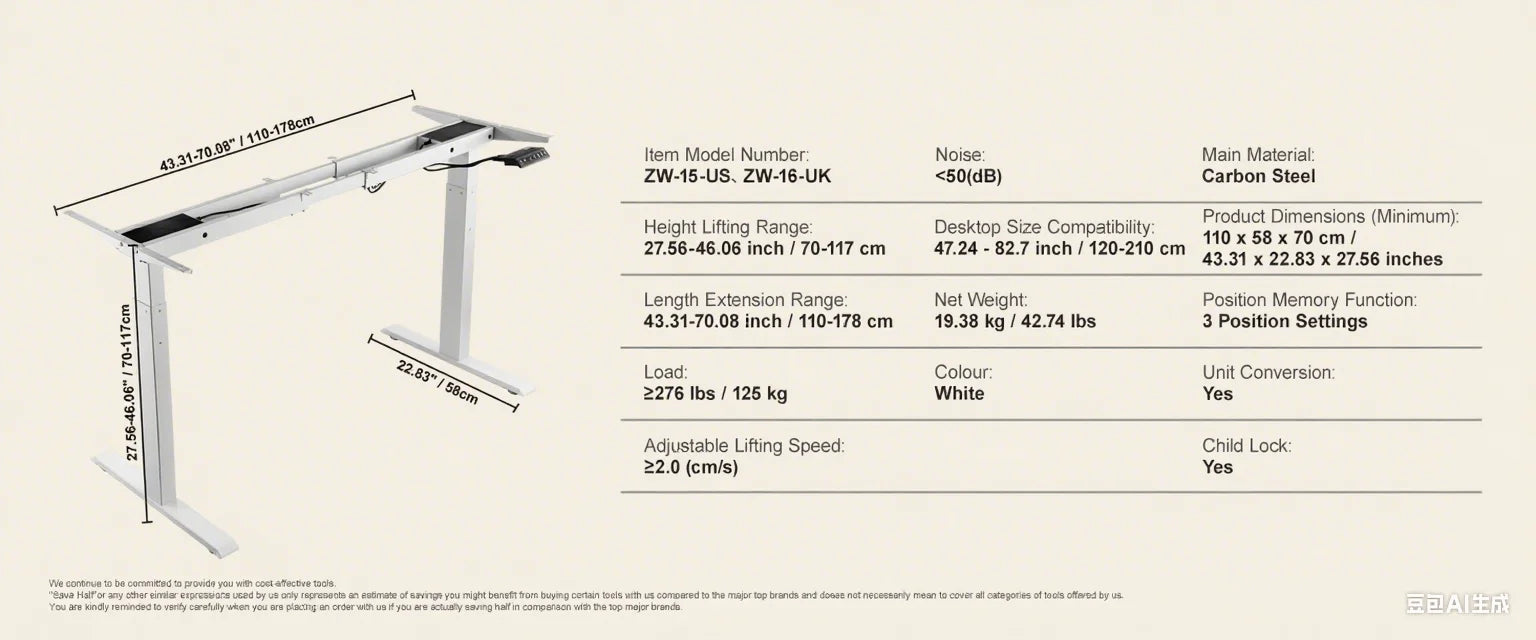 SucceBuy Electric Standing Desk Frame –