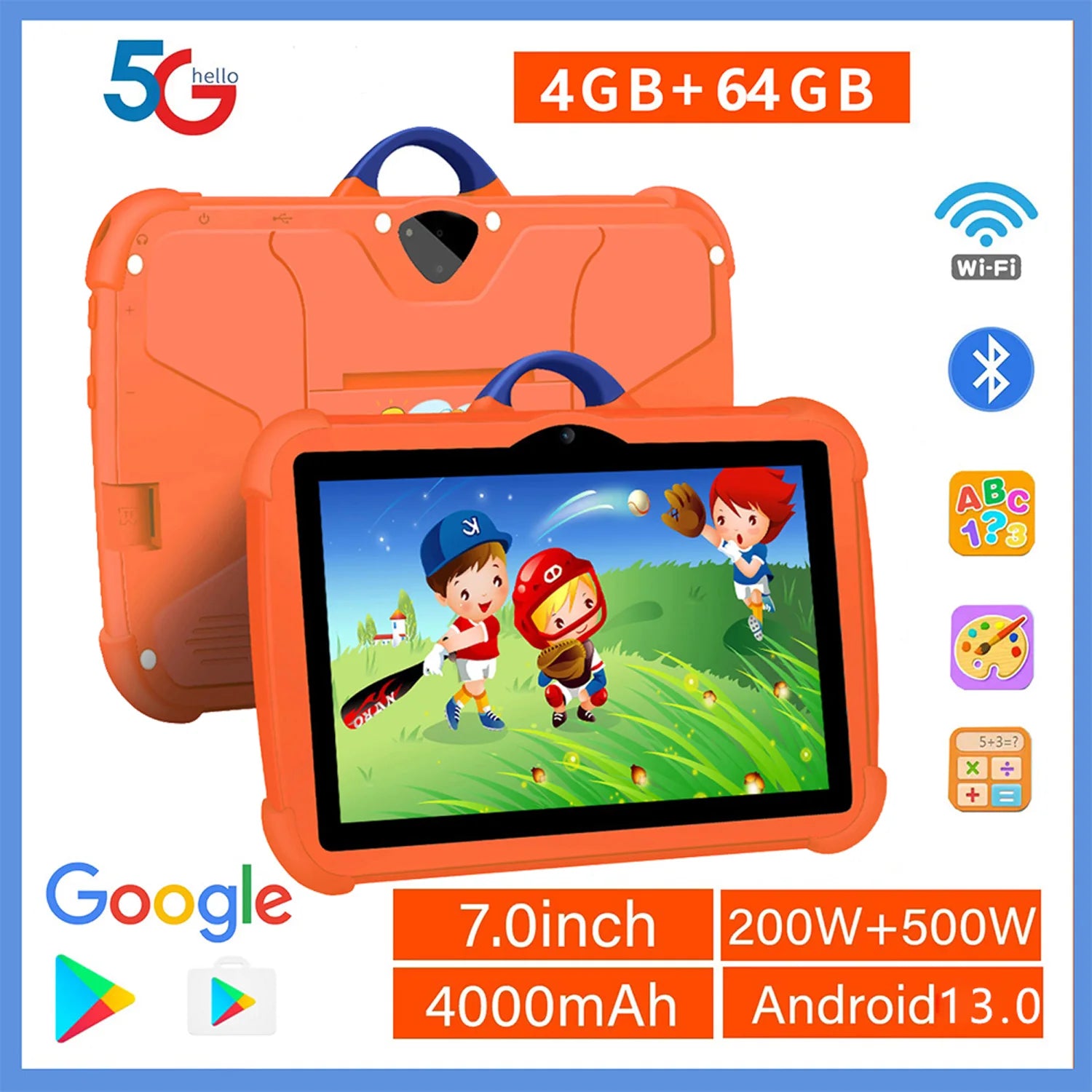 7" Kids Tablet – 5G WiFi, 4GB+64GB
