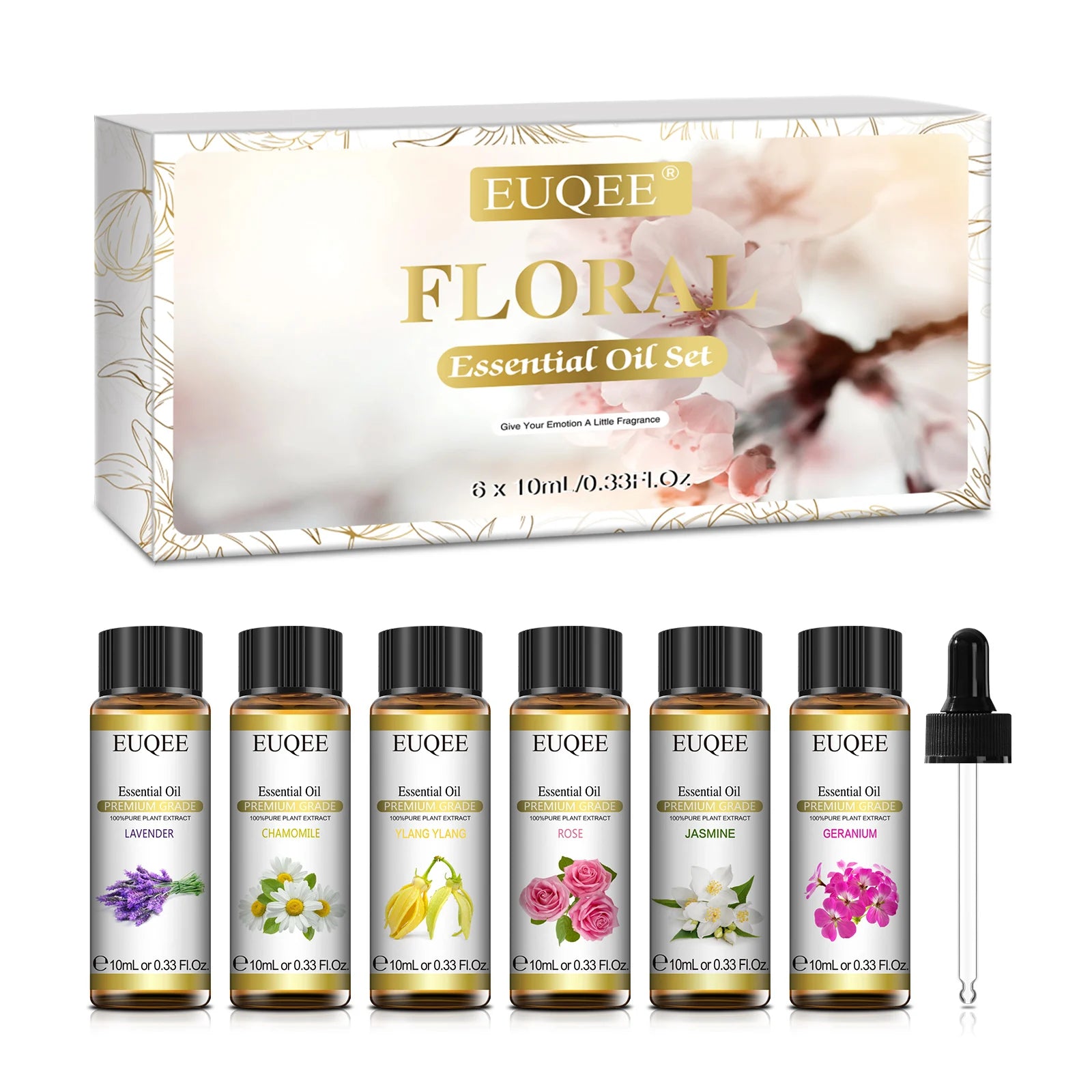 EUQEE Floral Essential Oil Set - 6 Bottles