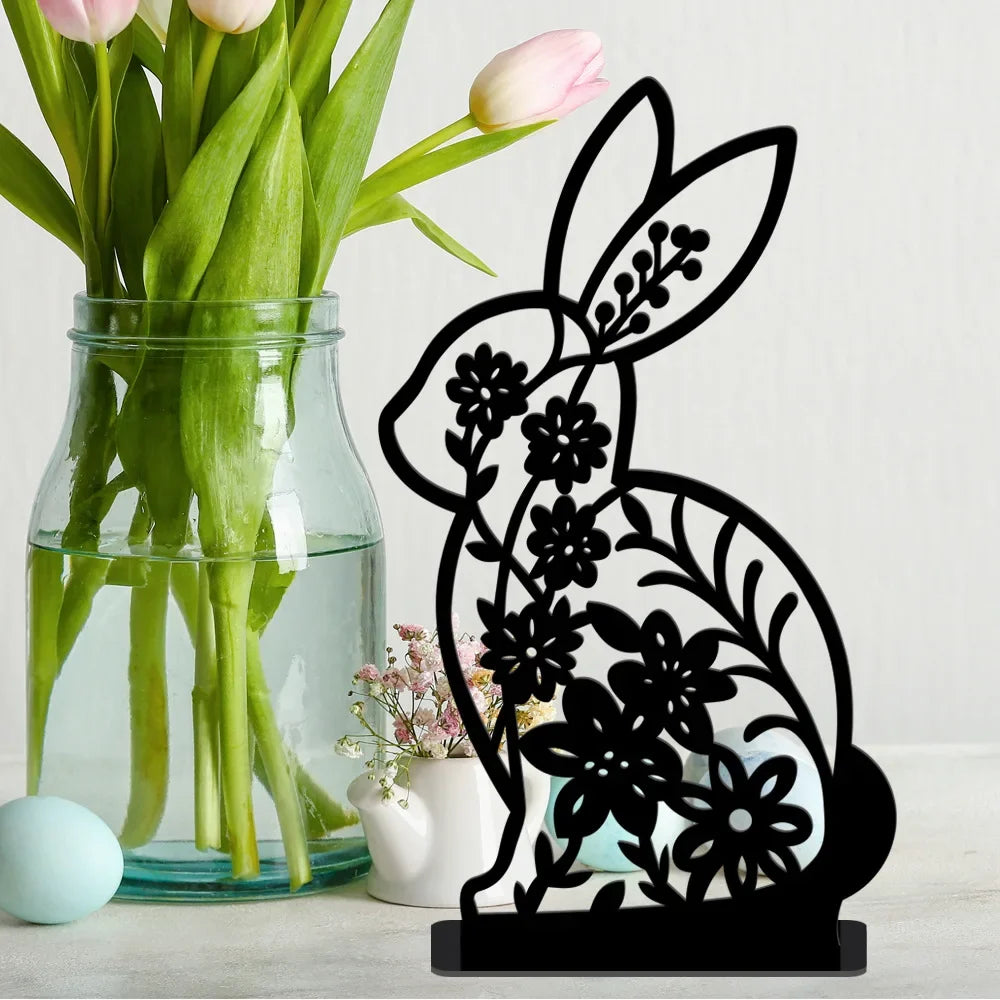 Solar Bunny Garden Statue with LED Light