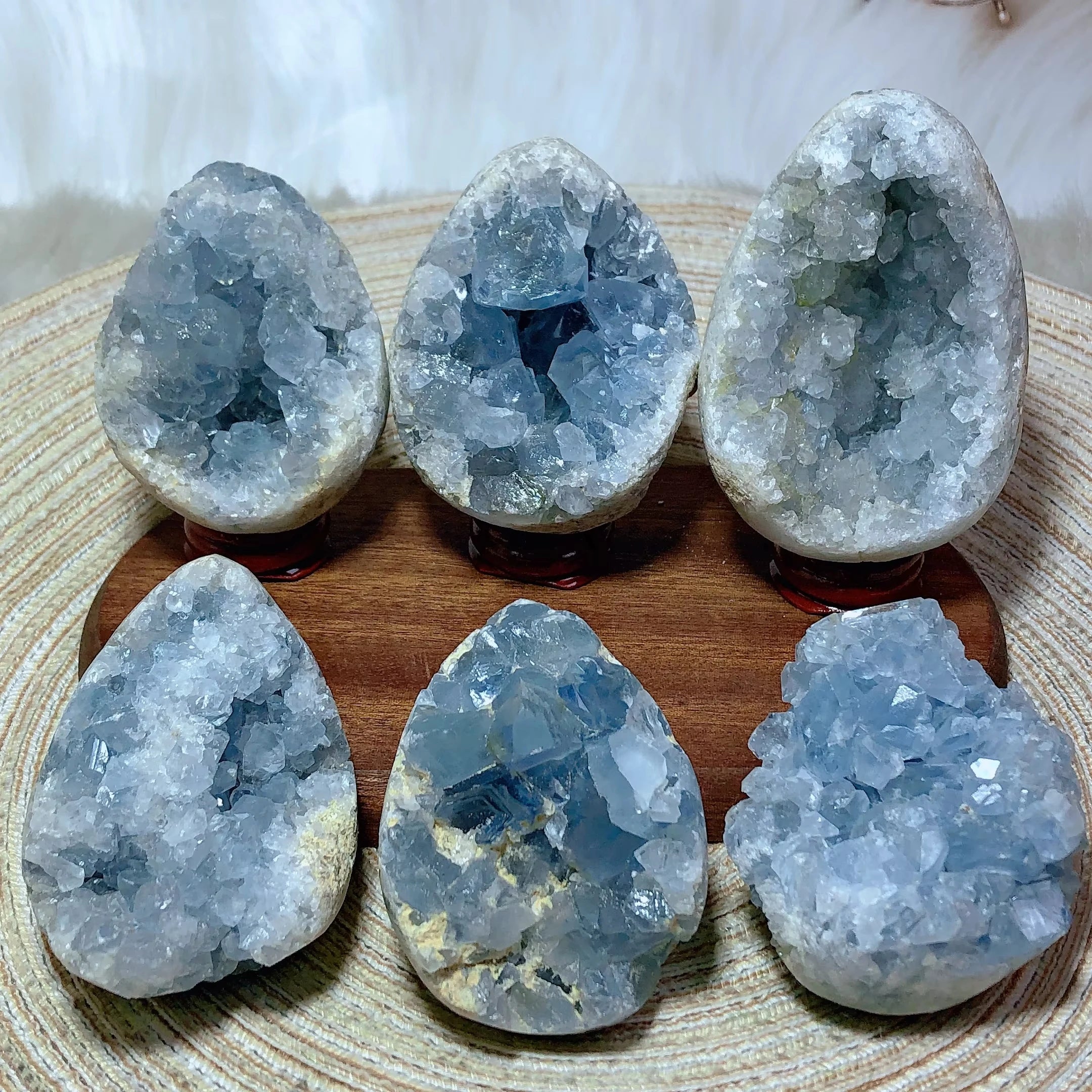 Natural Blue Celestite Crystal Egg