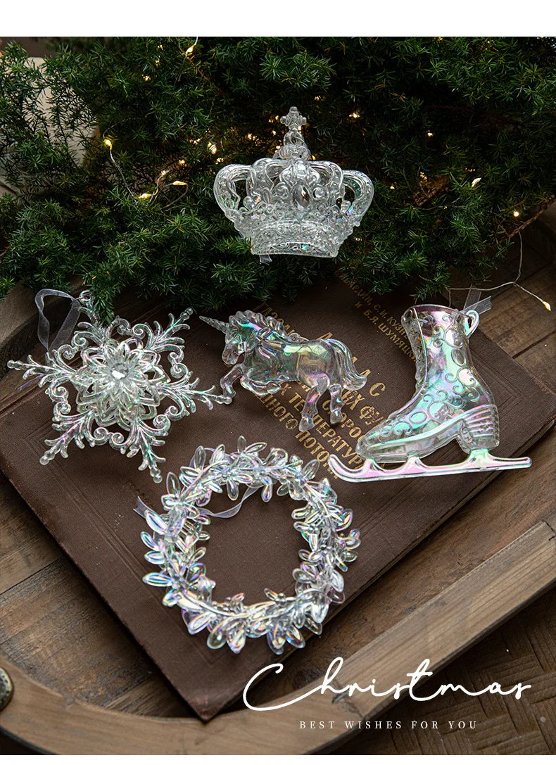 Acrylic Snowflake & Reindeer Christmas Pendant