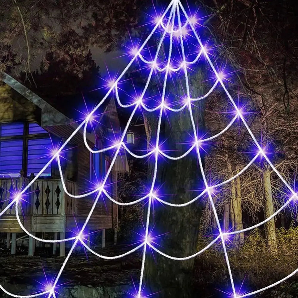 8-Mode LED Halloween Spider Web Lights