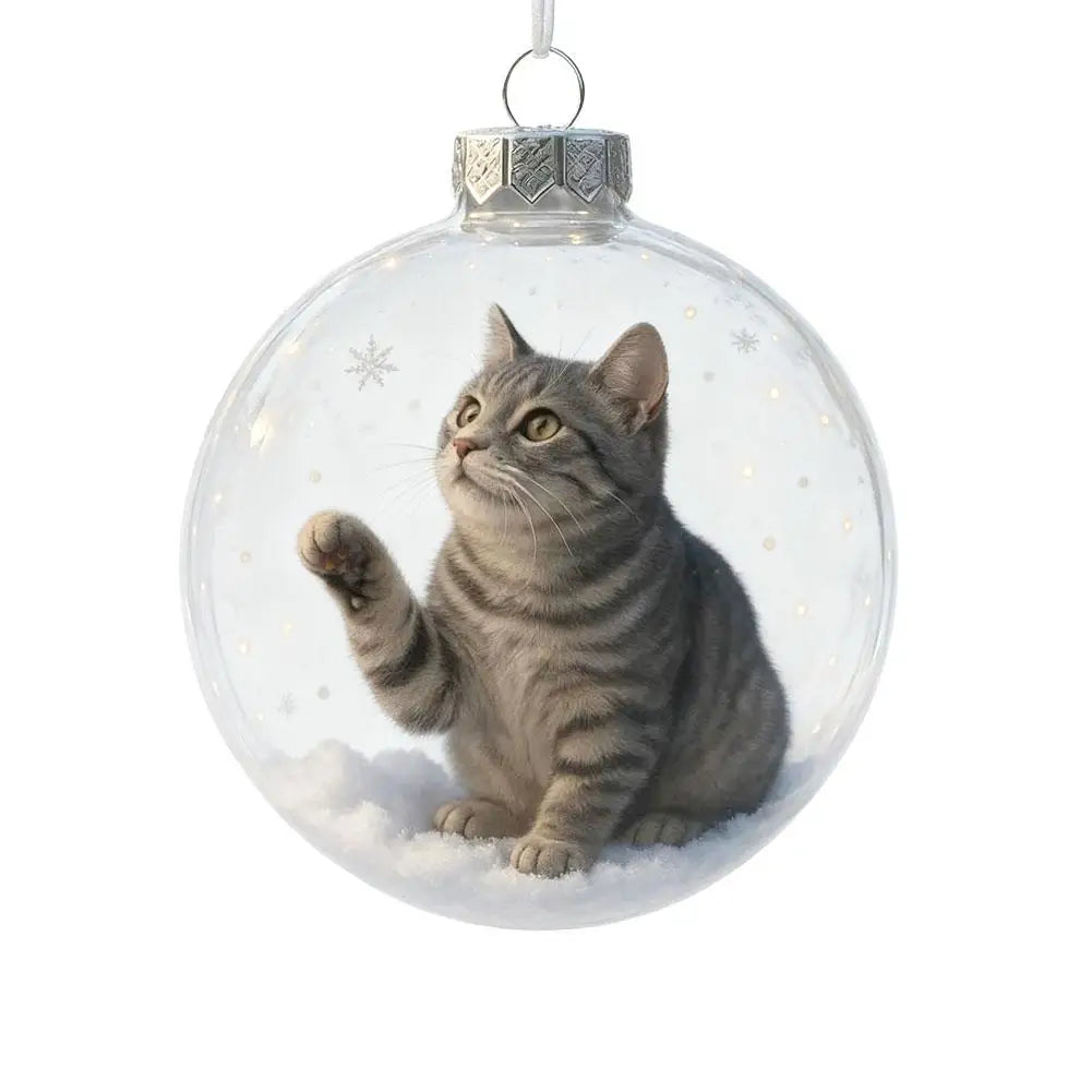 Cat Acrylic Christmas Ball Ornament