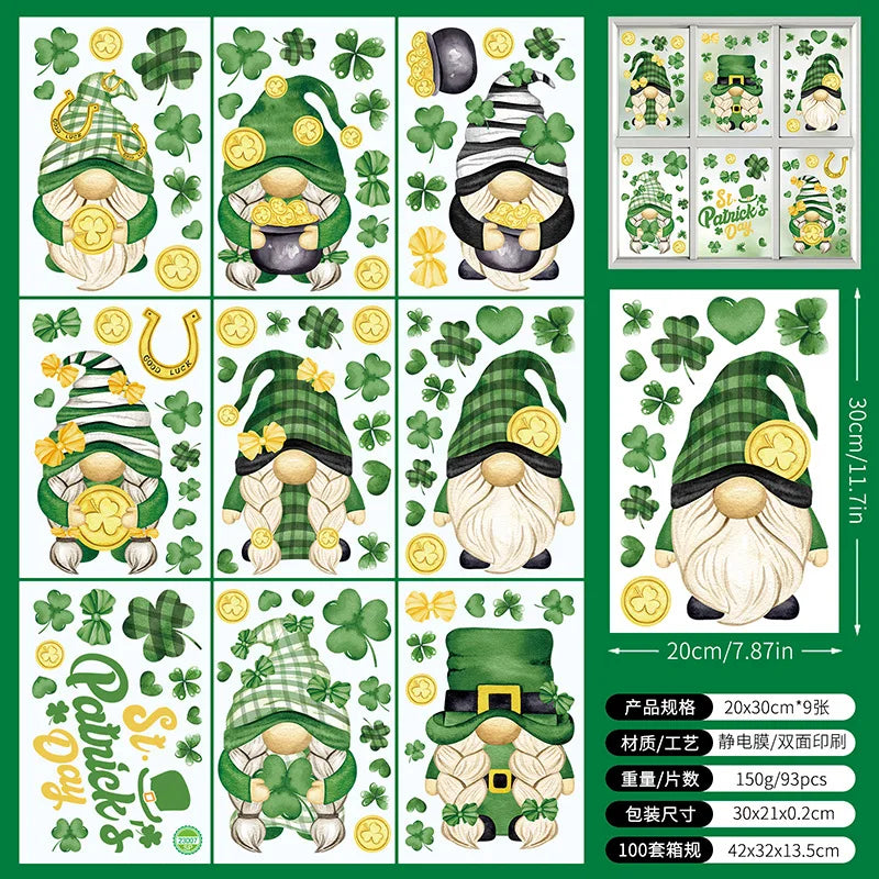 St. Patrick's Day Irish Dog Window Clings, 9-Sheet Set