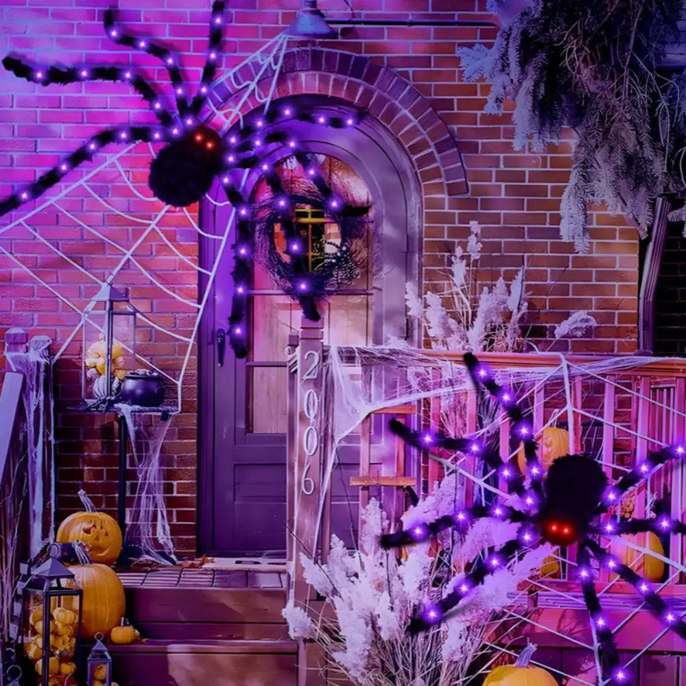 8-Mode LED Halloween Spider Web Lights