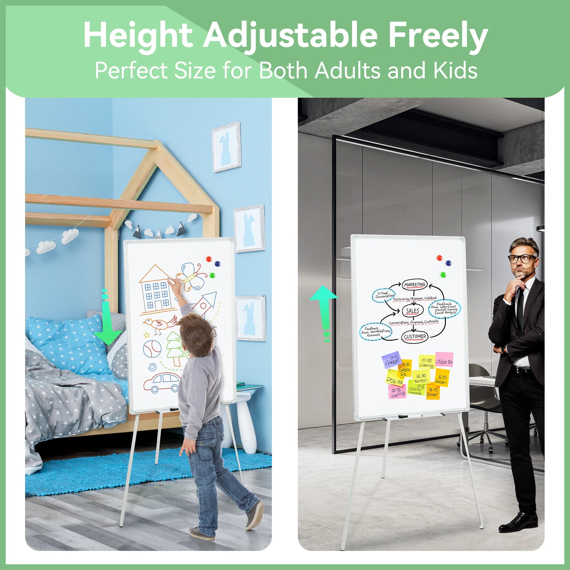 Magnetic Whiteboard with Tripod Stand: