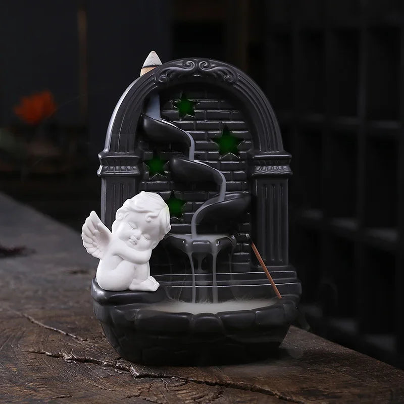 LED Loving Heart Angel Backflow Incense Burner