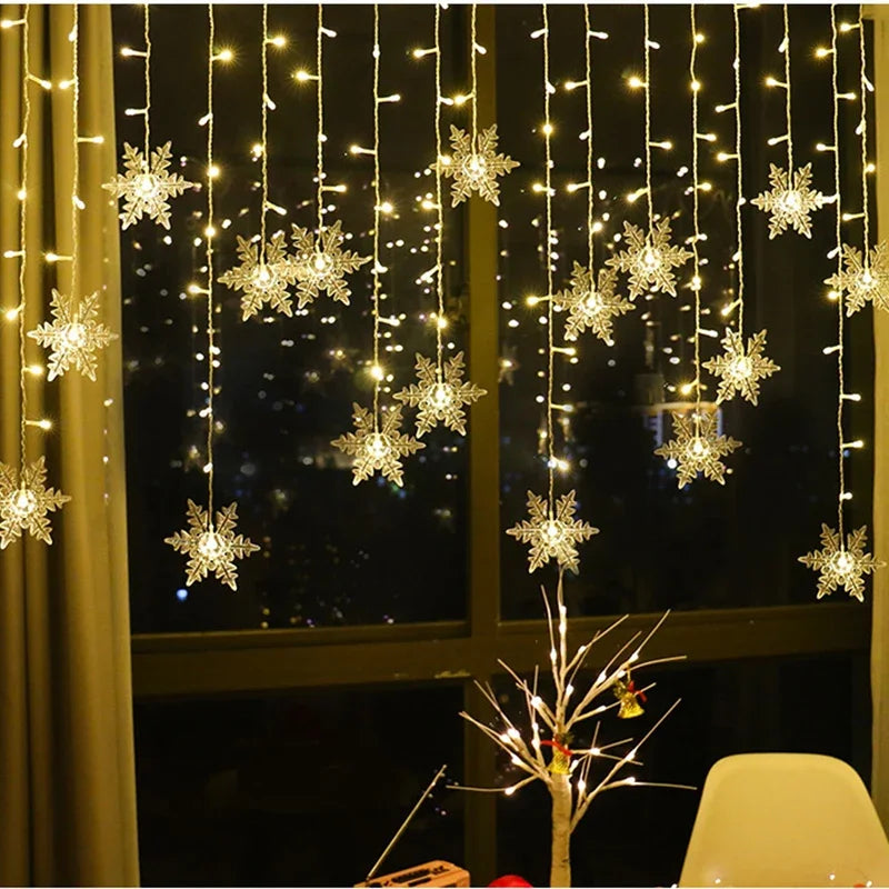 3.2M Snowflake Curtain String Lights
