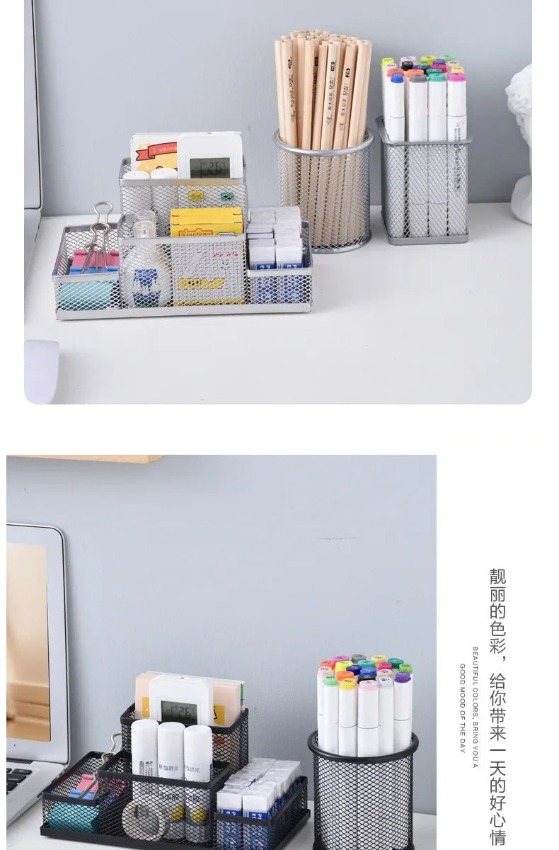 Metal Mesh Pen Holder – Desk Organizer for Office & School