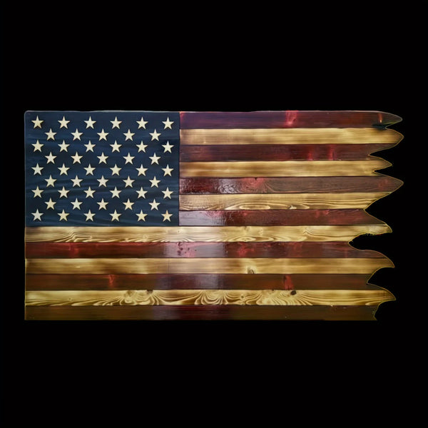 Wooden American Wavy Flag
