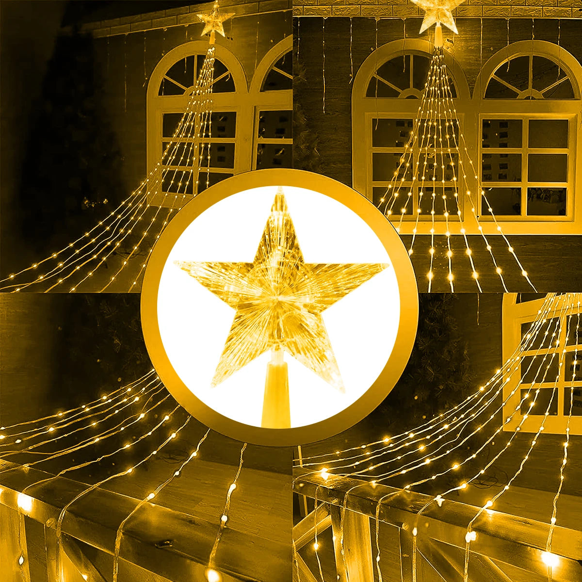 Solar Star Waterfall Fairy Lights