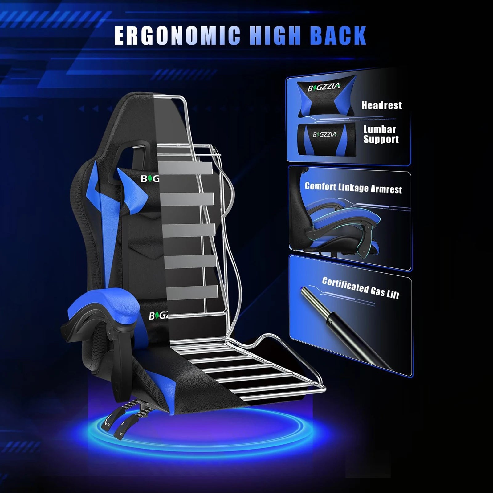 RGB Gaming Chair – LED Lights Ergonomic Recliner