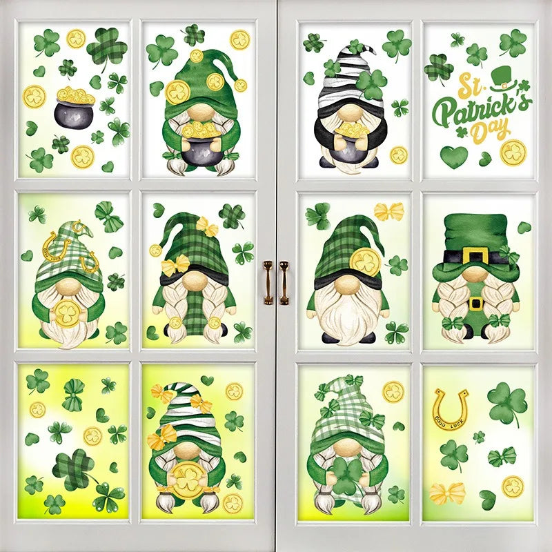 St. Patrick's Day Irish Dog Window Clings, 9-Sheet Set
