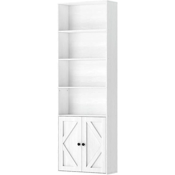 Wooden 6-Shelf Bookcase with Doors
