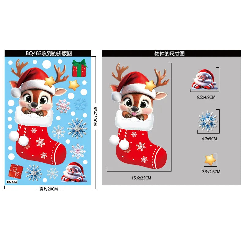 Christmas Snowflake & Santa Window Clings