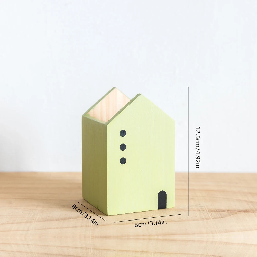 Wooden Pen Holder – Desk Organizer for Stationery & Makeup