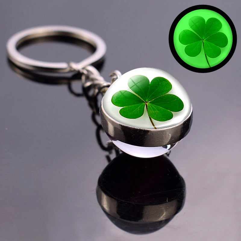 Glow-in-the-Dark Four-Leaf Clover Keychain