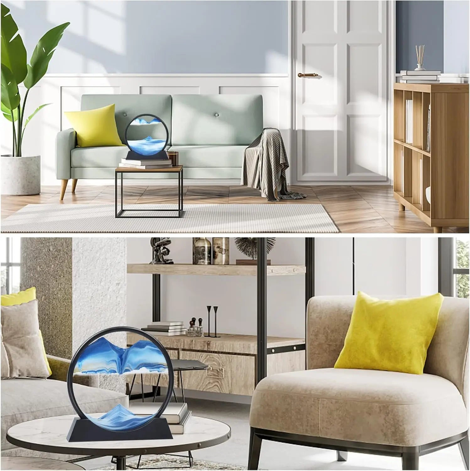 3D Moving Sand Art – Round Glass Deep Sea Sandscape Decor