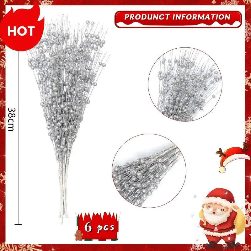 Gold Sequin Berry Christmas Decorations