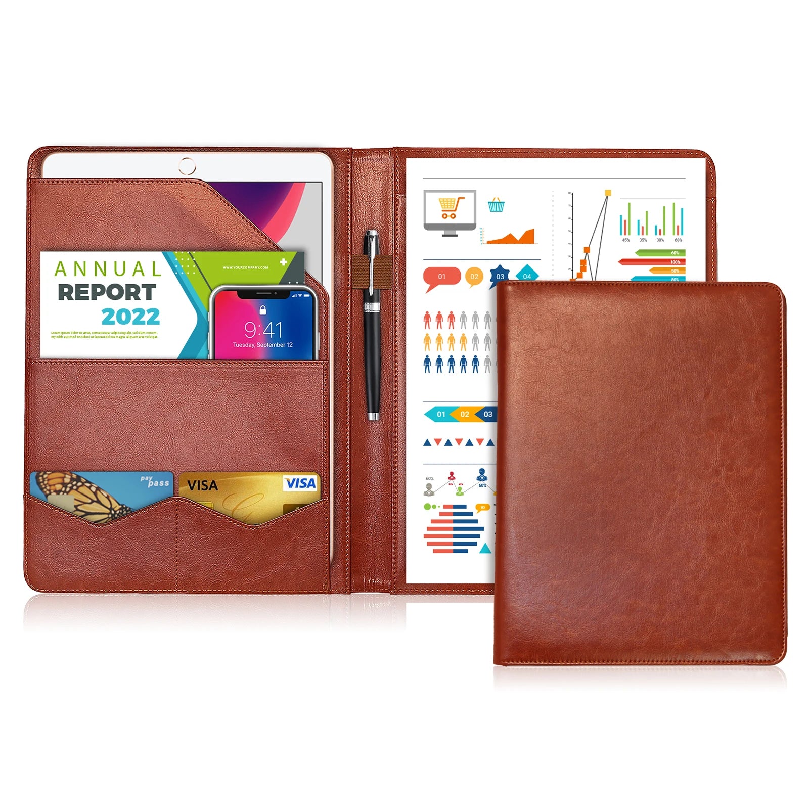 A4 PU Leather Conference Folder – Business Document Organizer