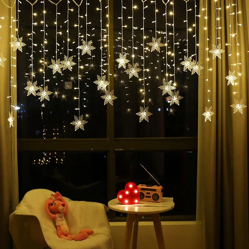3.2M Snowflake Curtain String Lights