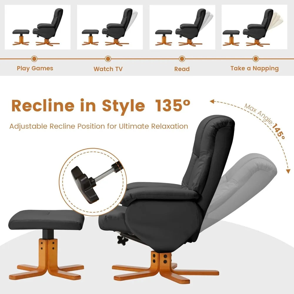 Swivel Recliner Chair with Ottoman