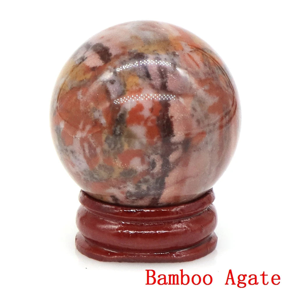 Natural Gemstone Crystal Ball with Stand