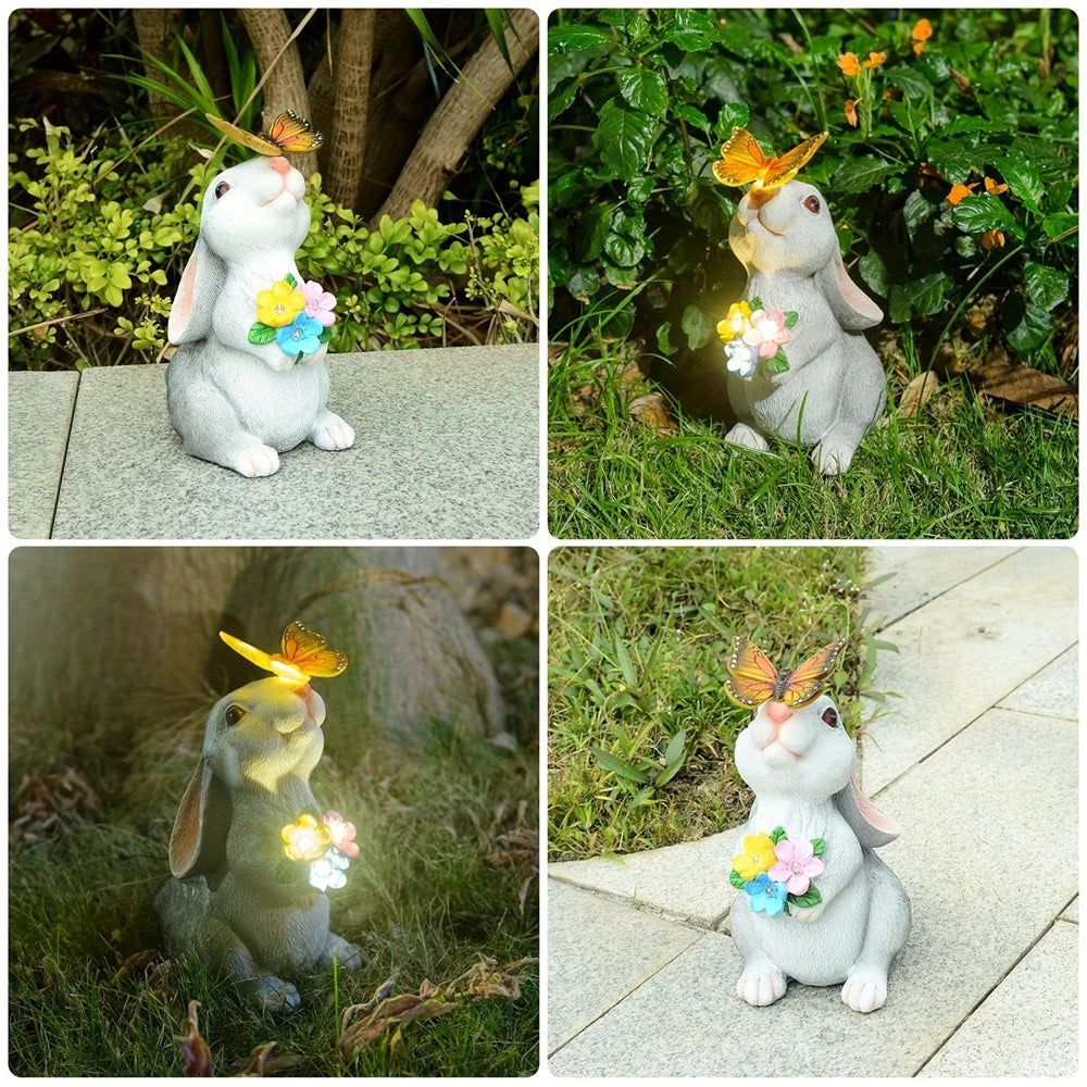 Solar Bunny Garden Statue with LED