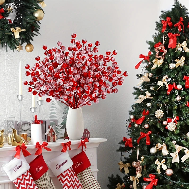 Snowflake & Red Berry Christmas Tree Pendants