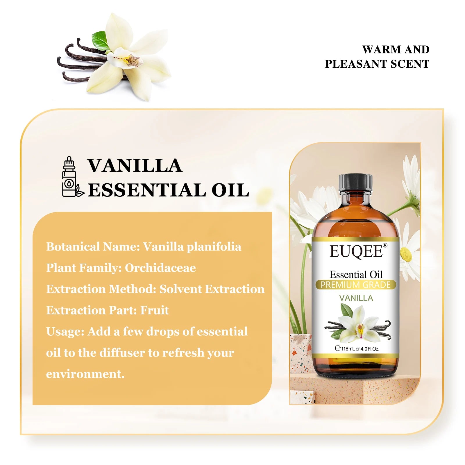 EUQEE Vanilla Essential Oil 4 fl oz