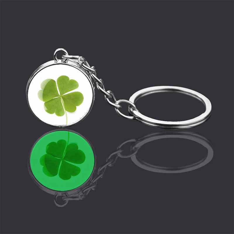 Glow-in-the-Dark Four-Leaf Clover Keychain