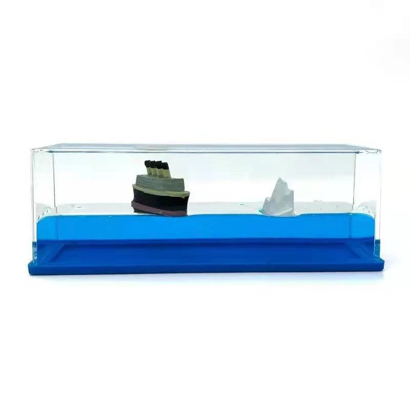 Titanic & Dinosaur Era Drifting Ship Bottle Ornament