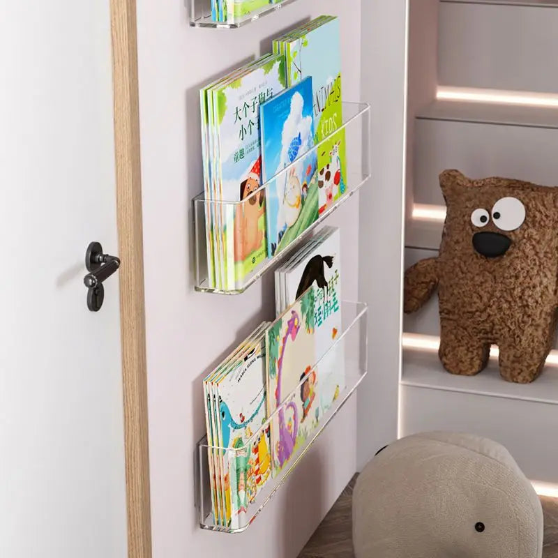 Acrylic Wall-Mount Kids Book Display Shelf