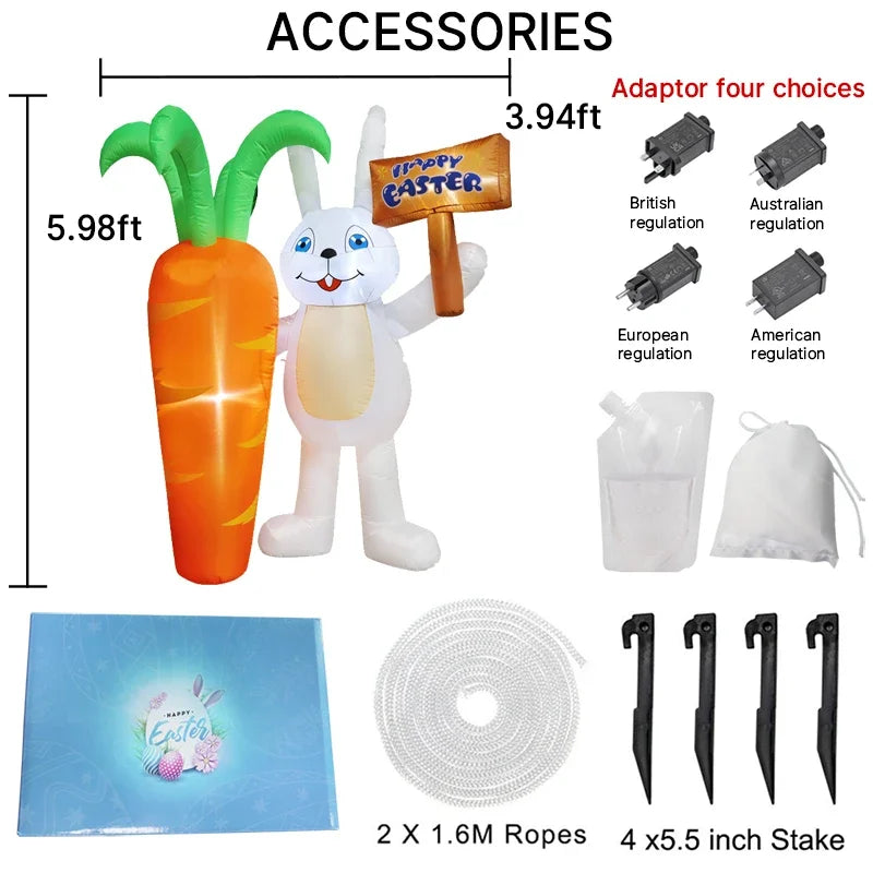 6FT Inflatable Easter Carrot Rabbit