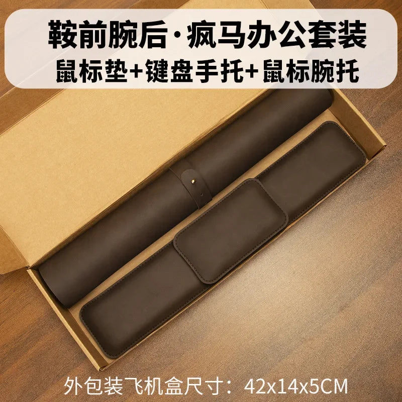 Large PU Leather Desk Pad Set with Mouse Wrist Guard