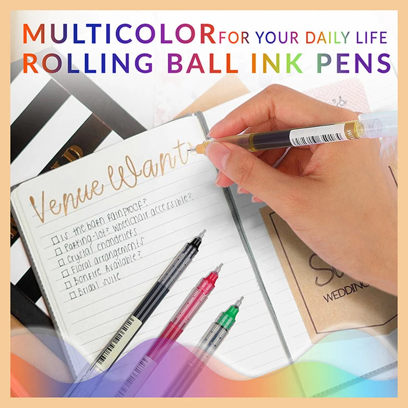 10-Color Gel Pen Set – Quick-Drying 0.5mm Rollerball Pens