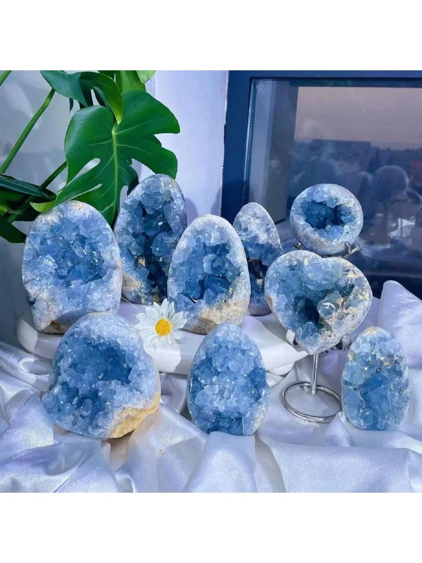 Natural Blue Celestite Crystal Egg