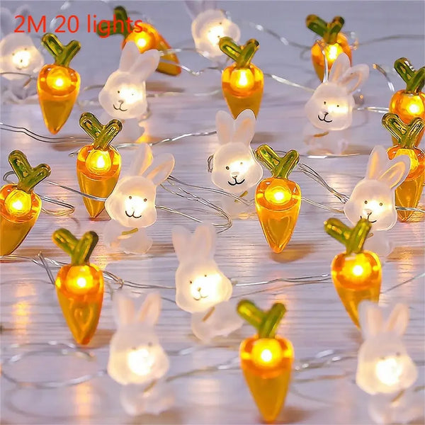 Easter Rabbit & Carrot LED String Lights