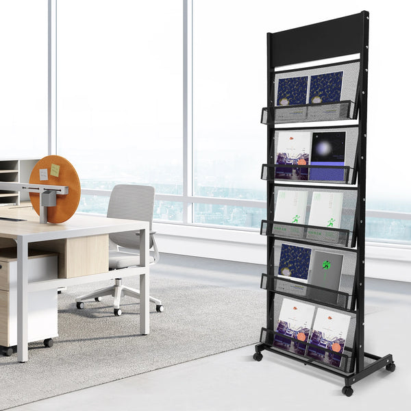 5-Tier Rolling Magazine Rack