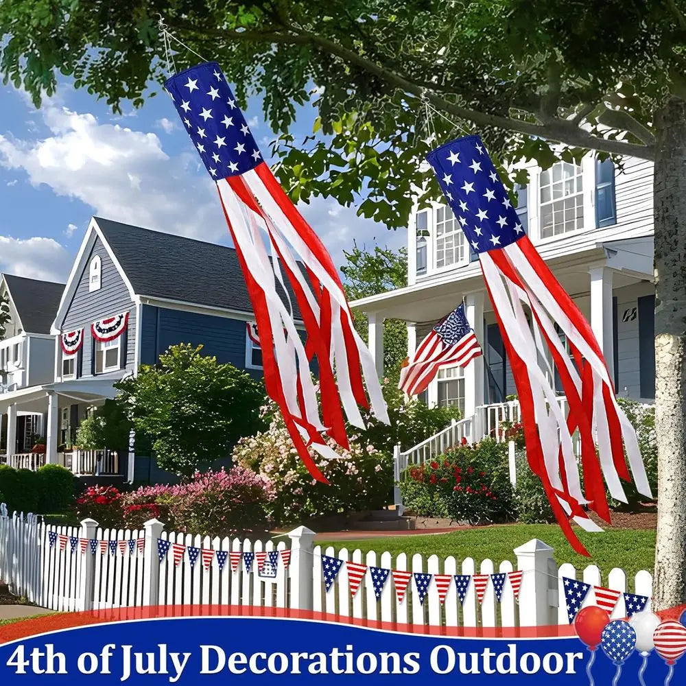LED American Flag Windsock 2-Pack (50 Inch)