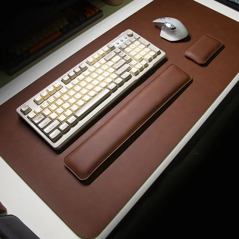 Large PU Leather Desk Pad Set with Mouse Wrist Guard